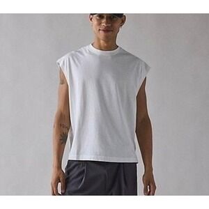 Standard Cloth White Cotton Muscle Tee Sleeveless T-Shirt